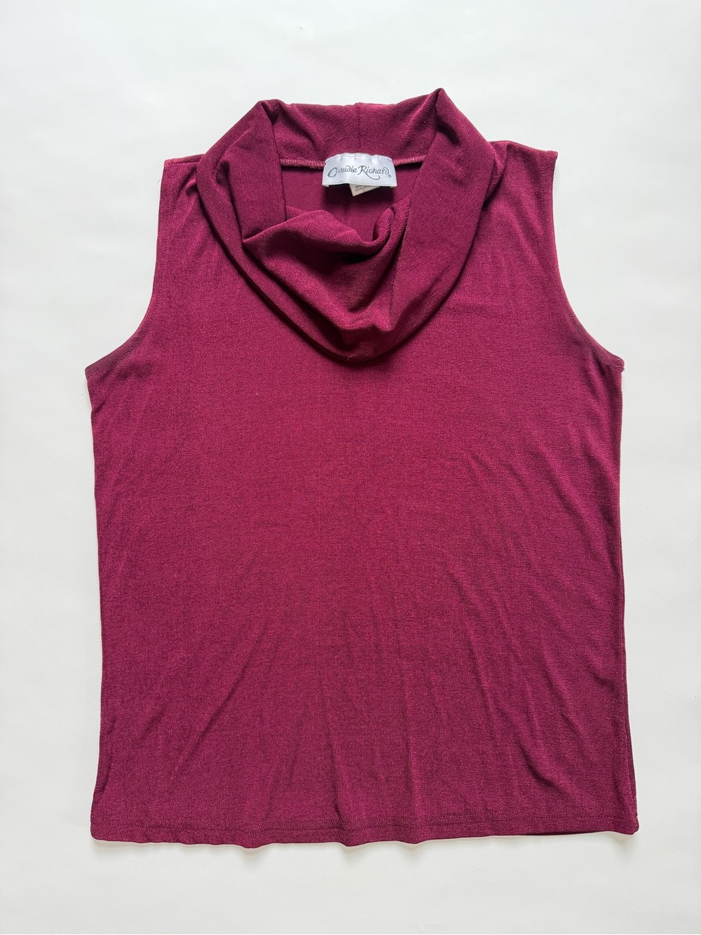 VTG Claudia Richard sleeveless tank cowl neck draped top Y2K made in USA sz M